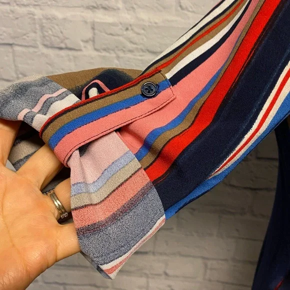 New York & Company Multicolor Striped Shirt Dress Sz M - Picture 3 of 9